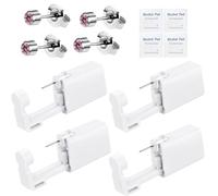 orilace 4Pcs Ear Piercing Kit - Self Disposable Ear Piercing Gun Built-in Earring Stud Low Pain At Home Body Piercing Kit Ease of Use 4mm, Plastic, cubic zirconia
