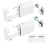 orilace Ear Piercing Kit - 2 Pcs Self Disposable Ear Piercing Gun Built-in Earring Stud Low Pain at Home Piercer Kit Tool Easy Use for Salon 3mm, Plastic, cubic zirconia