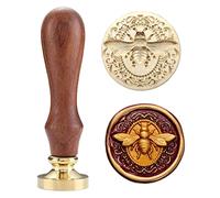 ORILL Elegant 3D Relief Diameter 3cm Big Bee Seal Stamp and Oval Rose Wax Seal Stamp Set, for Wedding Invitation (3D Bee Relief Copper Head with Handle)