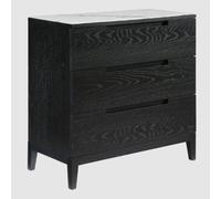 orillia wooden chest of 3 drawers with glass top in wenge