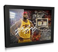 ORIMAMI Signed Black Superstar LeBron James Poster Framed Photo Decor with 1x35mm Film Display,Cool Gifts for Basketball Lover/LeBron James Fans - 8x6 Inches