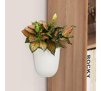 ORIMERC 2 Pcs Self Watering Corner Planter Plastic Wall Plant Pots Hanging Basket Flower Pot Plant Vase Container Holder for Succulent Indoor Outdoor Home Office Decor African Violet White