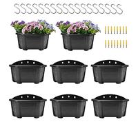 ORIMERC 25cm 8 Pcs Plastic Wall Plant Pots Vertical Garden Living Wall Mounted Window Hanging Basket Fence Planters Indoor Outdoor for Plants Flowers Herbs Holder with Drainage Dark Coffee