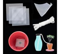Orimerc 50 Pack 4 x 4 inch Drainage Mesh Screen for Plant Pot Hole & 30 feet Self Watering Hydroponic Wick Cord DIY Vacation Automatic Waterer Sitter Potted Bonsai Succulent Flower Bottom Grid Pad Mat