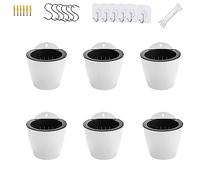 ORIMERC 6 Pack Self Watering Plant Pots Wall Hanging Basket Over Fence Planters Vertical Garden Hang Plastic Container Indoor Outdoor for Plants Flowers Succulent Living Herbs Holder White Large