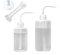 ORIMERC Watering Can 250ML & 500ML with 15 feet Self Watering Wick Cord for Indoor Plants Succulent Plastic Squeeze Bottle Long Nozzle Waterer Bonsai Terrarium Orchids Seedling Lab Wash