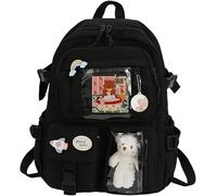 Orimommth Kawaii Backpack with Pendant, Large Capacity Cute Bear Accessories Backpack for School Multi Pocket Rucksack for Teen Girls Cute Kawaii School Backpacks