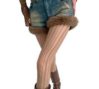 Meiliyizu Women Hollowed Out Rhombus Striped Lace Tights Stockings Vintage Patterned Sheer Fishnet Pantyhose Leggings