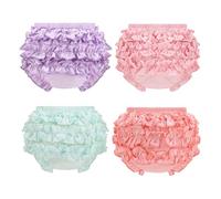 Orinery Cotton Bloomers Undies Girls Soft Underwear Baby Ruffle Diaper Cover Toddler Kids Briefs Shorts Infant Panties 4-Pack (KL736B, 6-12 Months Old)