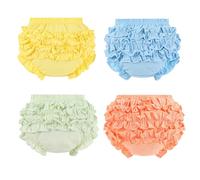 Orinery Infant Bloomers Underwear Ruffle Diaper Cover for Baby Girls Toddler Kids Cotton Shorts Panties 4-Pack (NHS75-B, 6-12 Months Old)