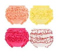 Orinery Infant Bloomers Underwear Ruffle Diaper Cover for Baby Girls Toddler Kids Cotton Shorts Panties 4-Pack (NHS75-D, 6-12 Months Old)