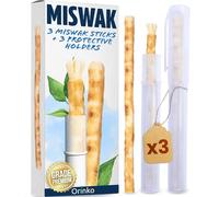 ORINKO 3 Siwak Sticks + 3 Protective Cases - Miswak Natural Eco-Friendly Vegan Toothbrush - Traditional Mouth Care & Teeth Whitening