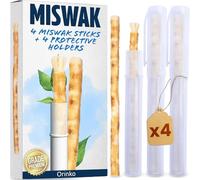 ORINKO 4 Siwak Sticks + 4 Protective Cases - Miswak Natural Eco-Friendly Vegan Toothbrush - Traditional Mouth Care & Teeth Whitening