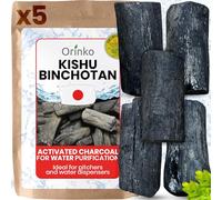 ORINKO® Binchotan Charcoal Water Filter x5 - Kishu Activated Charcoal Sticks for Natural Water Purification - Eco-Friendly Filter for Jugs, Bottles, and Carafes - Sustainable Japanese Oak Coal
