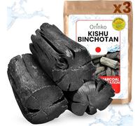 ORINKO Kishu Binchotan x3 Size M (40g x3, 120g) | Authentic Japanese Traditional Binchotan Activated Carbon (Wakayama) Water Filter