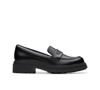 Orinoco 3 Edge Black Leather Loafers Clarks Black 6-Wide Fit