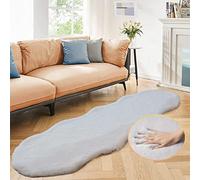 ORINOVA Faux Rabbit Fur Rug Washable Runner Rugs for Bedroom Grey Fluffy for Living Room Non Slip Faux Fur Rug for Hallway 60x180cm