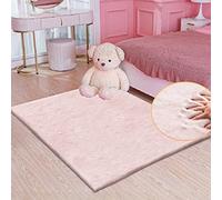 ORINOVA Pink Faux Fluffy Rabbit Fur Rug for Living Room Shag Washable Rug Area Rugs for Bedroom 90x150cm Nursery Rugs