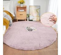 ORINOVA Pink Fluffy Round Rugs 180cm Large Circle Washable Faux Rabbit Shaggy Fur Rugs for Bedroom Living Room Nursery Rug Home Decor