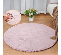 ORINOVA Pink Washable Fluffy Rugs for Bedroom Small Circle Faux Rabbit Shag Fur Area Rugs for Living Room Nursery Round Rug 90cm Rug