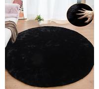 ORINOVA Round Rug 240 cm Black Bedroom Living Room Round Faux Fur Rug Fluffy Soft Washable Short Pile Area Large