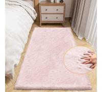 ORINOVA Rug Runner Bedroom Fluffy Washable Pink 60 x 180 cm Fur Rug Bed Rug Faux Fur Short Pile Living Room Children's Room Soft Decoration Rectangular