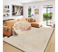 ORINOVA Washable Area Rug 180x270cm for Living Room Camel Beige Plush Faux Bunny Fluffy Fur Rugs for Bedroom Large Shag Nursery Rugs