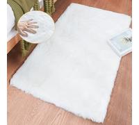 ORINOVA White Faux Bunny Fluffy Fur Rug Washable Area Rugs for Living Room Nursery Rugs for Bedroom 60x90cm Rectange Rug Cute Home Decor