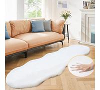 ORINOVA White Faux Bunny Fuzzy Fur Rugs for Bedroom Living Room Shag Washable Furry Area Rug 60x180cm Nursery Shaped Rug Teen Room Decor
