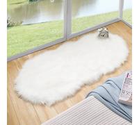 ORINOVA White Faux Sheepskin Fuzzy Fur Rugs for Bedroom Small Machine Washable Fluffy Area Rugs for Living Room 2x4 Shag Nursery Rug
