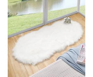 ORINOVA White Faux Sheepskin Fuzzy Fur Rugs for Bedroom Small Machine Washable Fluffy Area Rugs for Living Room 2x4 Shag Nursery Rug