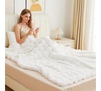 ORINOVA White Furry Blanket King Size Soft Faux Fur Throw Fuzzy Bunny Fur Blanket for Bed Cozy 229x275cm Fluffy Blankets King for Bedroom Living Room Home Decor Gifts 1000 GSM