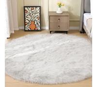 ORINOVA White Round Rugs 6.6ft Large Faux Sheepskin Washable Fur Area Rugs for Living Room Circle Shag Rugs for Bedroom Boho Nursery Rug