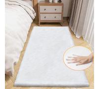 ORINOVA White Washable Furry Area Rug Runner Faux Bunny Fuzzy Fur Rugs for Bedroom Living Room 60x180cm Rug Runners for Hallways Room Decor