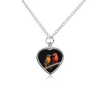 Oriole And Red-tailed Cardinal Pet Ashes Necklace Heart Silver Classic Pet Pendant Memorials Funerary for Dog Cat Lover