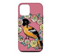 Oriole Bird and Pink Blossoms Floral Illustration Case for iPhone 12/12 Pro