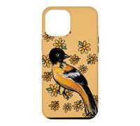 Oriole Bird and Pink Blossoms Floral Illustration Case for iPhone 12 Pro Max