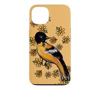 Oriole Bird and Pink Blossoms Floral Illustration Case for iPhone 13