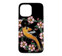 Oriole Bird and Pink Blossoms Floral Illustration Case for iPhone 13 Pro Max