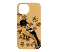 Oriole Bird and Pink Blossoms Floral Illustration Case for iPhone 14