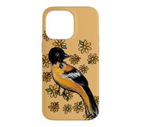 Oriole Bird and Pink Blossoms Floral Illustration Case for iPhone 14 Pro Max