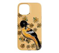 Oriole Bird and Pink Blossoms Floral Illustration Case for iPhone 15