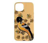 Oriole Bird and Pink Blossoms Floral Illustration Case for iPhone 15 Plus