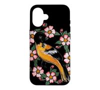 Oriole Bird and Pink Blossoms Floral Illustration Case for iPhone 16