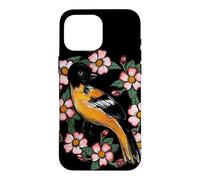 Oriole Bird and Pink Blossoms Floral Illustration Case for iPhone 16 Pro Max