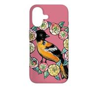 Oriole Bird and Pink Blossoms Floral Illustration Case for iPhone 17