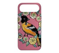 Oriole Bird and Pink Blossoms Floral Illustration Case for iPhone Air