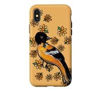 Oriole Bird and Pink Blossoms Floral Illustration Case for iPhone X/XS