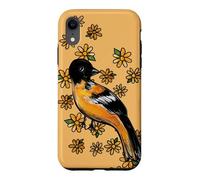Oriole Bird and Pink Blossoms Floral Illustration Case for iPhone XR