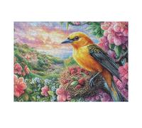 Oriole Bird Flower Garden 300 Piece Jigsaw Puzzle for Adults Jigsaw Post Work Relaxation Tool Challenging Fun for Friends Family Home Decor 300 PCS